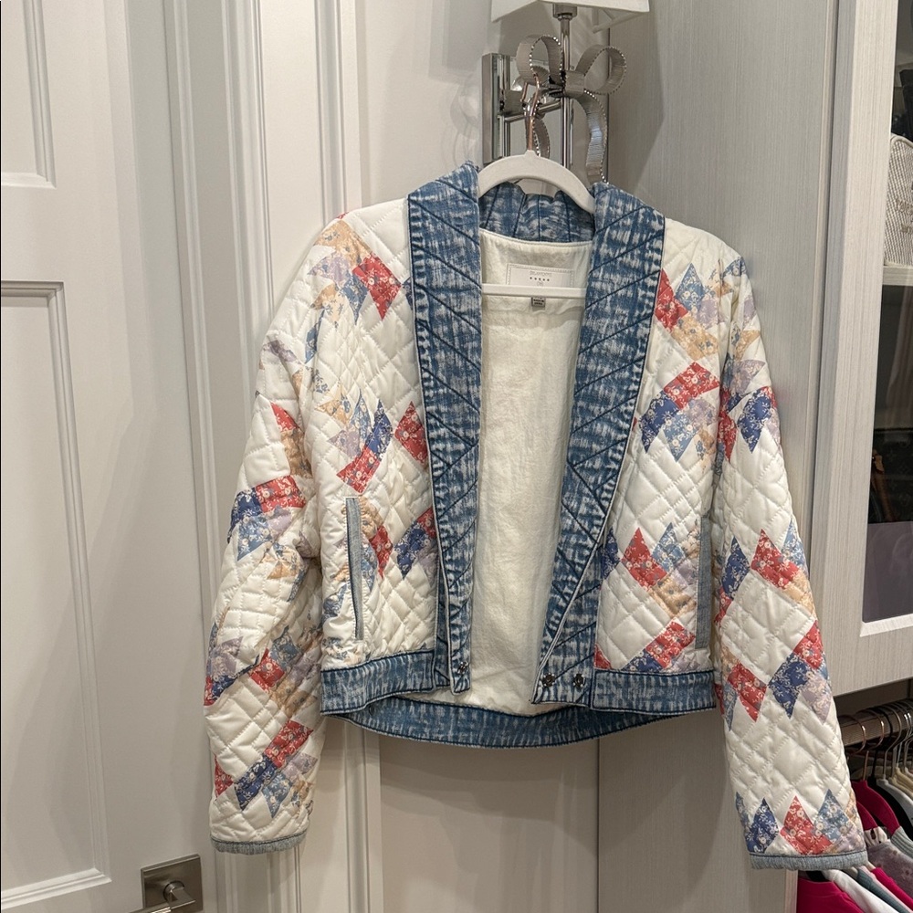 Blank NYC Blue and White Denim Jacket